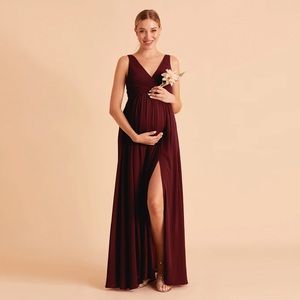 Birdy Grey Laurie Empire Dress in Chiffon Cabernet (Maternity Friendly)